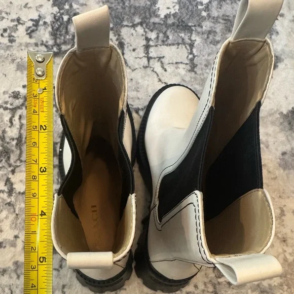 Coach Alexa Chelsea Boots White Leather Streetwear Chunky Heel Sz 8 - Picture 9 of 12